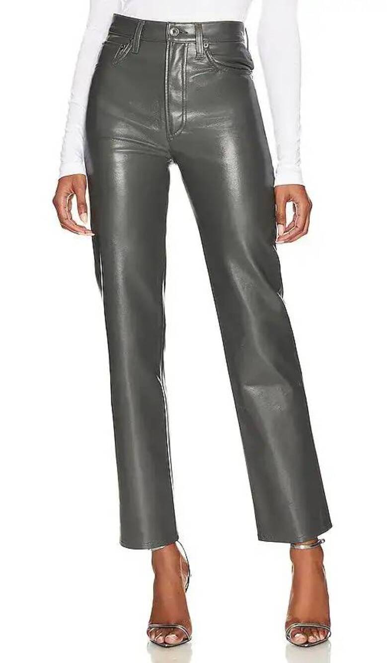 AGOLDE Recycled Leather 90's Jean in Charcoal 26